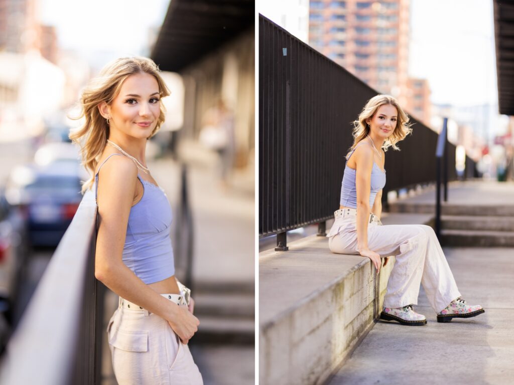 Senior portraits of a girl in Portland Oregon in a city urban setting
