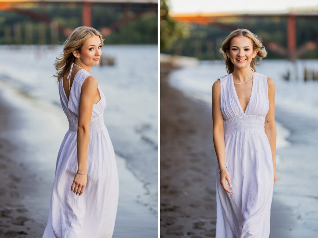 Girl by a river outside of Portland Oregon for senior portraits