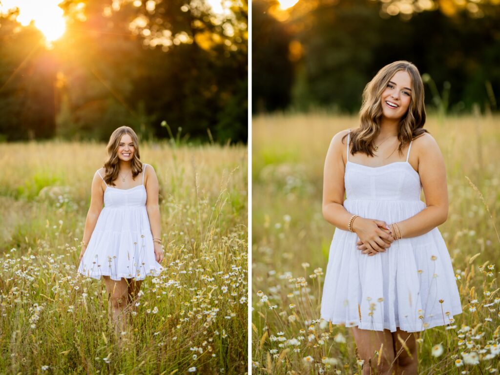 Senior photos in Vancouver Washington and Portland Oregon in the summer tall grasses in a dress