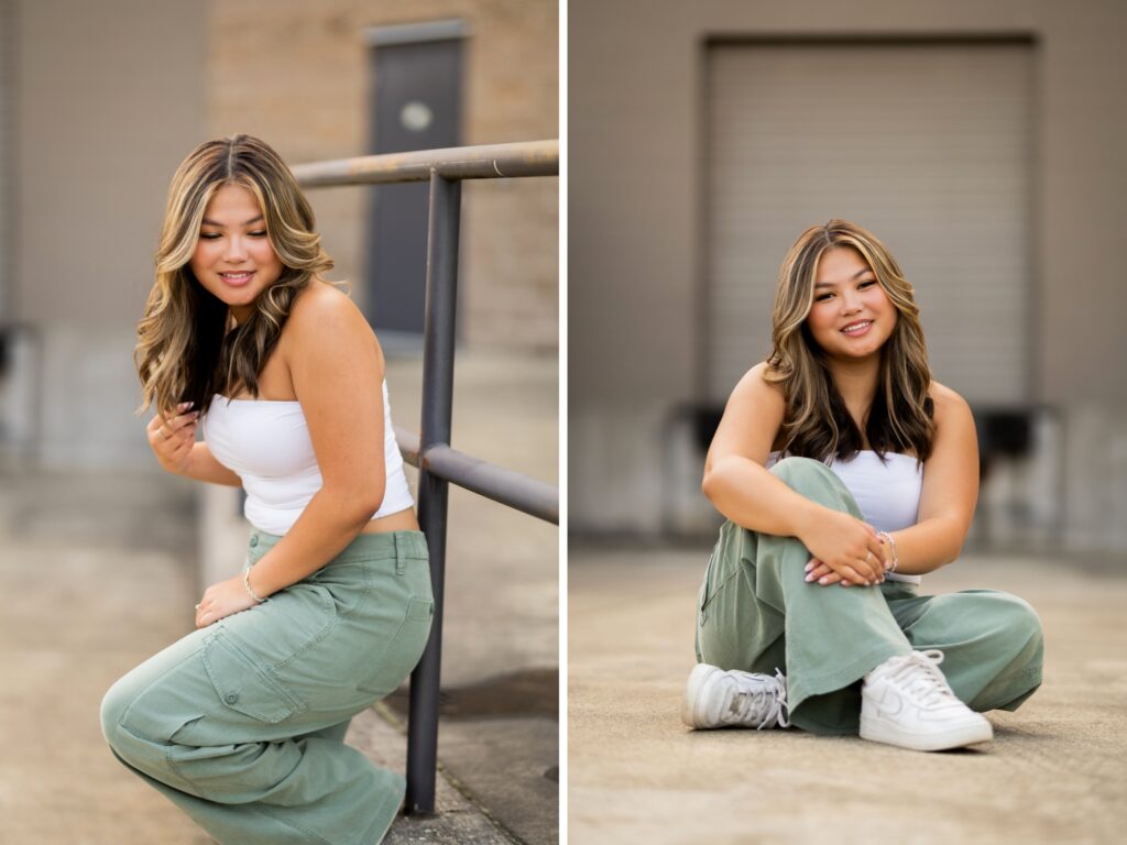 Senior photos in Vancouver Washington Ridgefield Washington and Portland Oregon in the summer in an urban environment