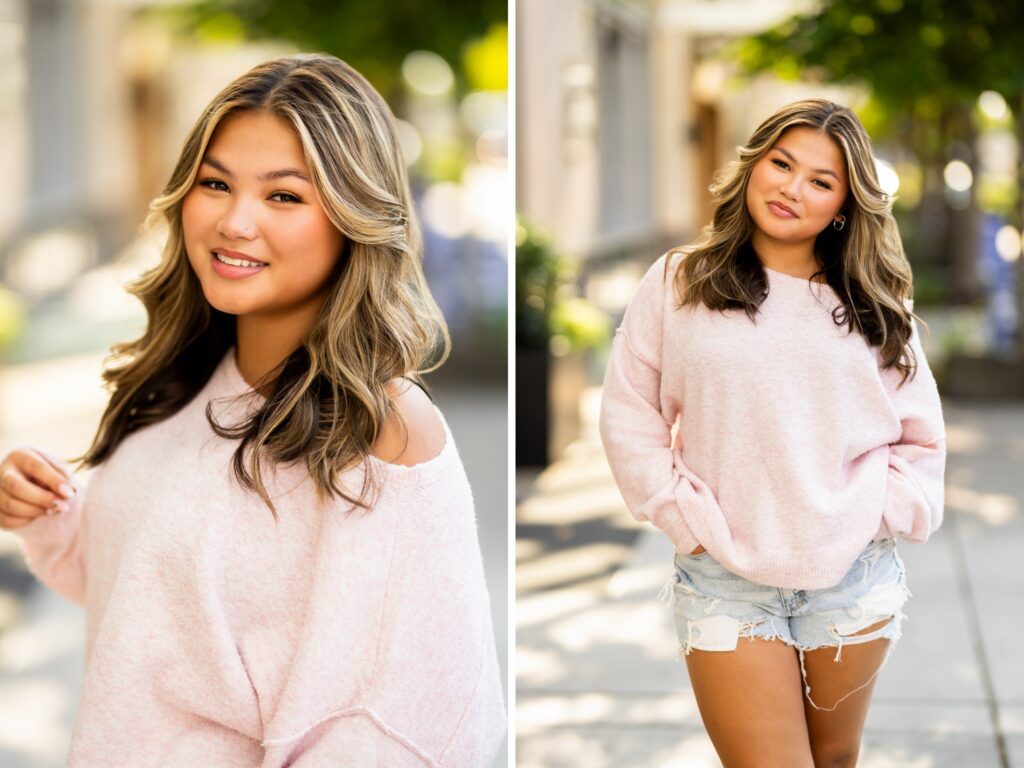 Senior photos in Vancouver Washington Ridgefield Washington and Portland Oregon in the summer in an urban environment
