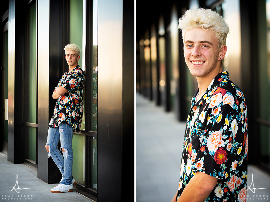 Urban senior guy photos in downtown Portland Oregon with Sean Brown Productions
