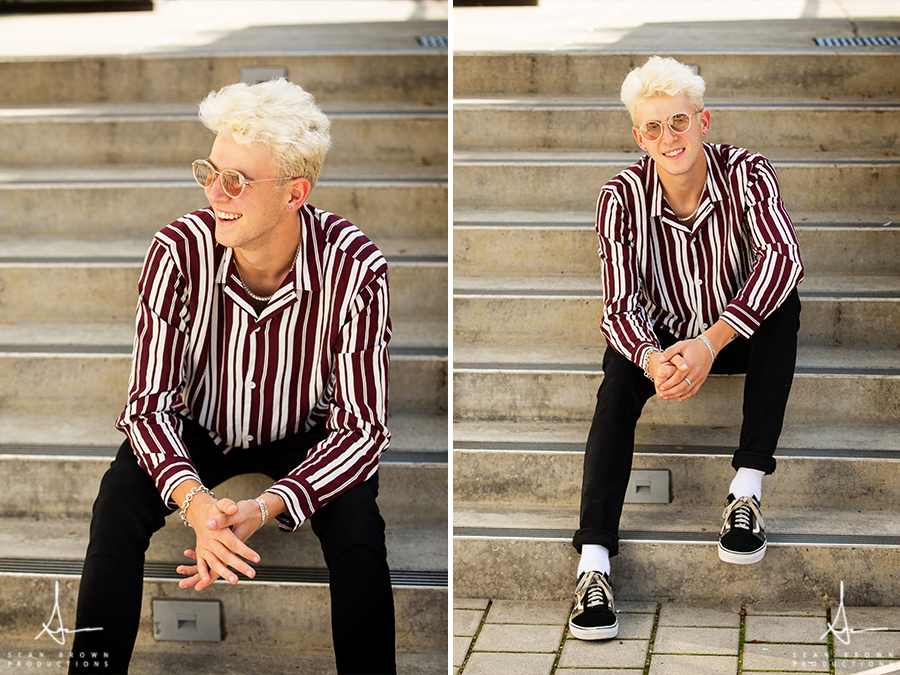 Urban senior guy photos in downtown Portland Oregon with Sean Brown Productions