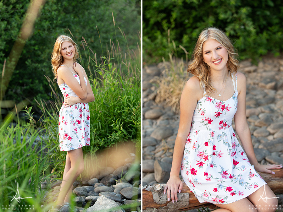 Nature and urban senior photos in Vancouver Washington by a river