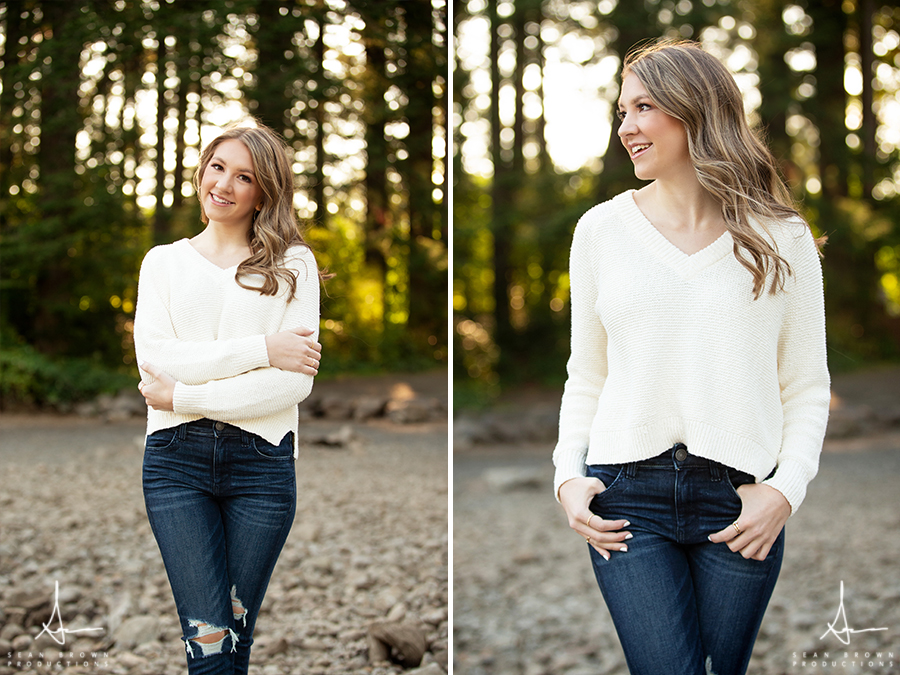 Nature and urban senior photos in Vancouver Washington in a forest